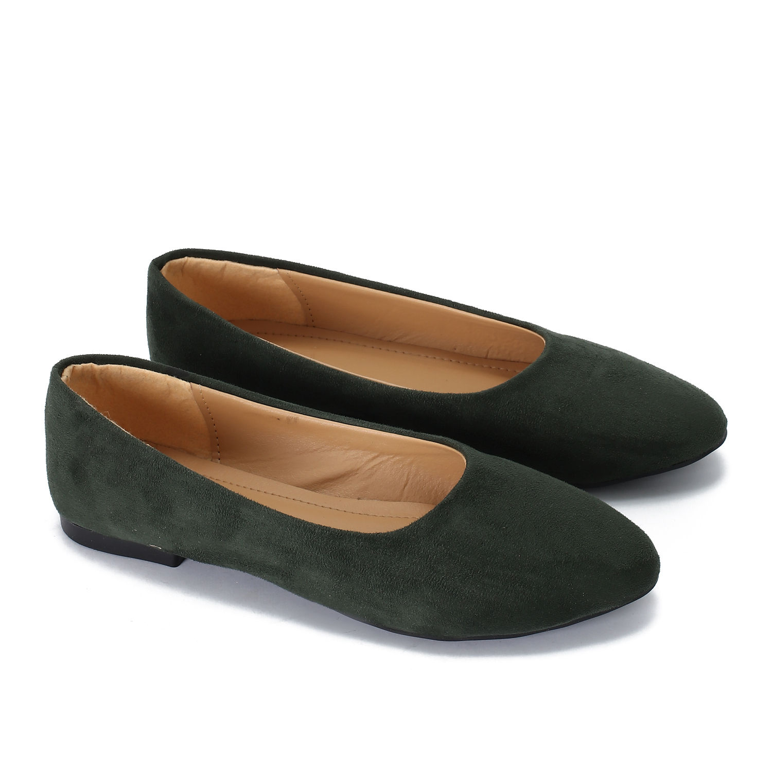 Olive Suede Ballerinas - Trust Group Stores
